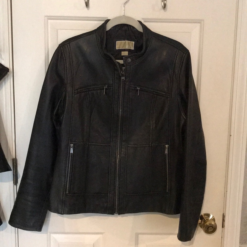 Michael Kors leather motto jacket